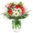 Bright, fresh, and full of heart, this bouquet captures the welcoming spirit of Yiewsley and is brought beautifully to life by local florist hands. At its centre, plush coral carnations provide an animated burst of colour, their frilled edges brimming with personality. Encircling them, crisp white daisies with vivid green eyes open radiantly, offering a sense of hope and purity reminiscent of sunny mornings along the towpaths of the Grand Union Canal. Airy sprays of baby's breath lend a delicate softness and ethereal texture, seamlessly uniting the bolder blooms. Partially hidden on one side, closed magenta alstroemeria buds offer a subtle surprise and suggest new joys yet to unfold. Deep, glossy green leaves cradle the entire composition, lending solid structure and an organic grace similar to the area's lush communal gardens. The stems rest in clear water inside a pristine glass vase, every detail bathed in bright, natural light to accentuate freshness and colour. As an uplifting gift for birthdays, thank yous, or to bring a touch of cheer to a new home in Yiewsley, this arrangement radiates joy, vitality, and the timeless comfort of expertly chosen local flowers.